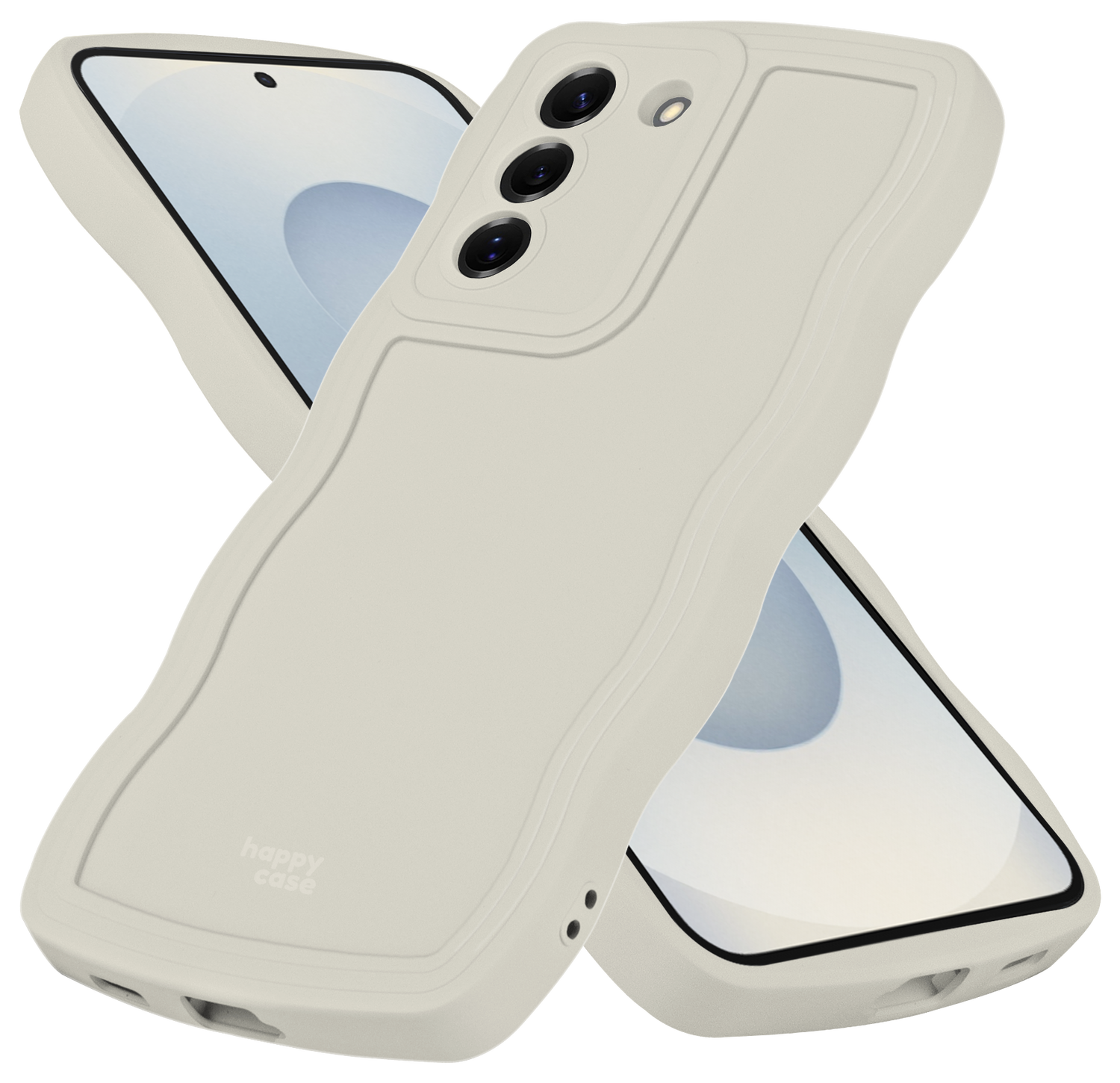 HappyCase Wavy Samsung Galaxy S25 Plus Hoesje TPU Back Cover Beige afbeelding 2