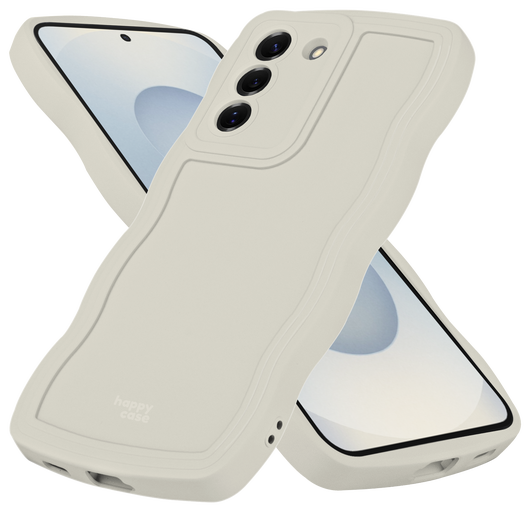 HappyCase Wavy Samsung Galaxy S25 Plus Hoesje TPU Back Cover Beige afbeelding 2