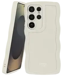 HappyCase Wavy Samsung Galaxy S25 Ultra Hoesje TPU Back Cover Beige afbeelding