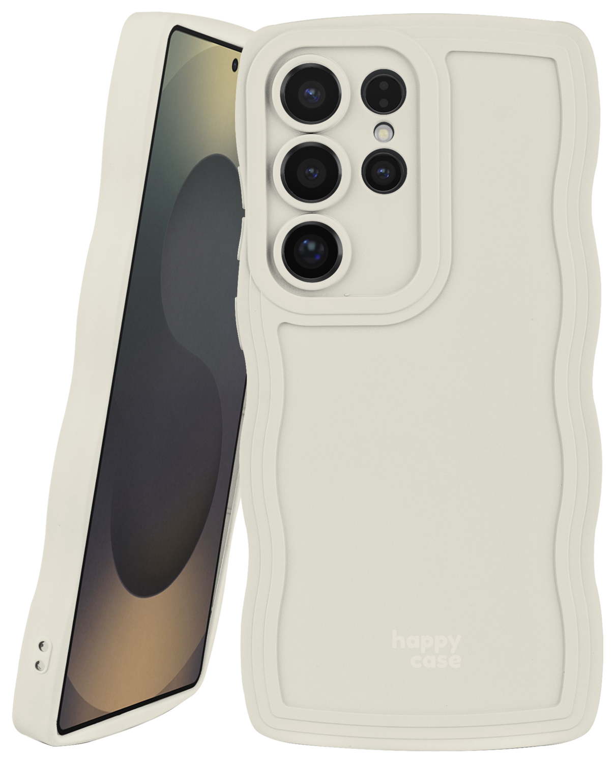 HappyCase Wavy Samsung Galaxy S25 Ultra Hoesje TPU Back Cover Beige afbeelding 1