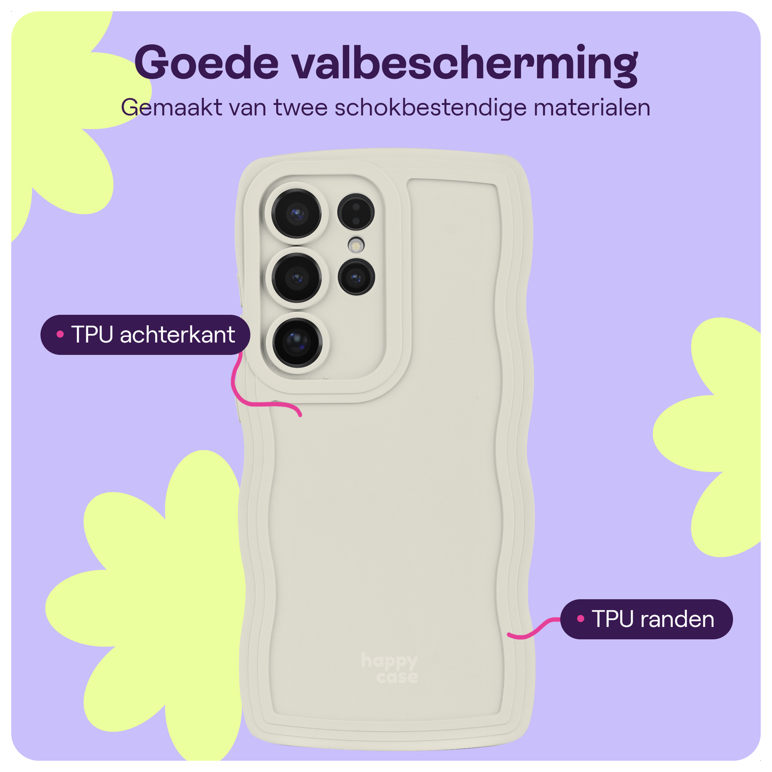 HappyCase Wavy Samsung Galaxy S25 Ultra Hoesje TPU Back Cover Beige afbeelding 3
