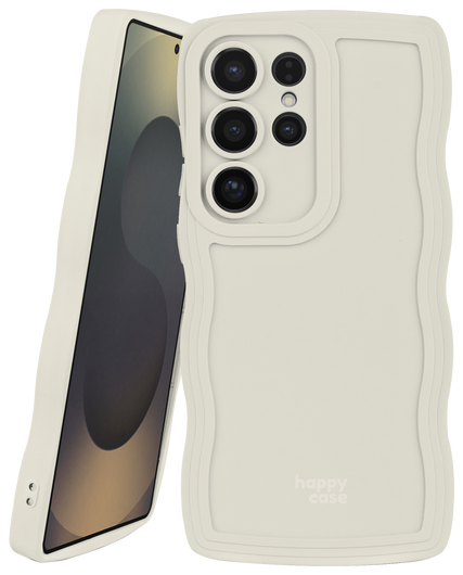 HappyCase Wavy Samsung Galaxy S25 Ultra Hoesje TPU Back Cover Beige afbeelding 1