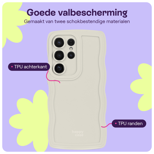 HappyCase Wavy Samsung Galaxy S25 Ultra Hoesje TPU Back Cover Beige afbeelding 3