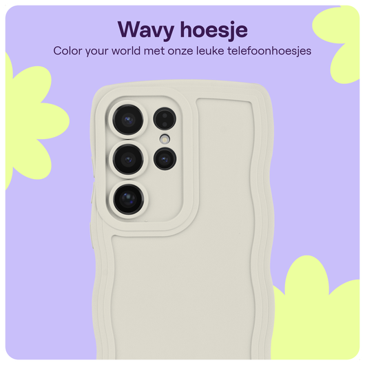 HappyCase Wavy Samsung Galaxy S25 Ultra Hoesje TPU Back Cover Beige afbeelding 4