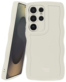 HappyCase Wavy Samsung Galaxy S25 Ultra Hoesje TPU Back Cover Beige afbeelding