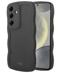 HappyCase Wavy Samsung Galaxy S24 Hoesje TPU Back Cover Zwart afbeelding
