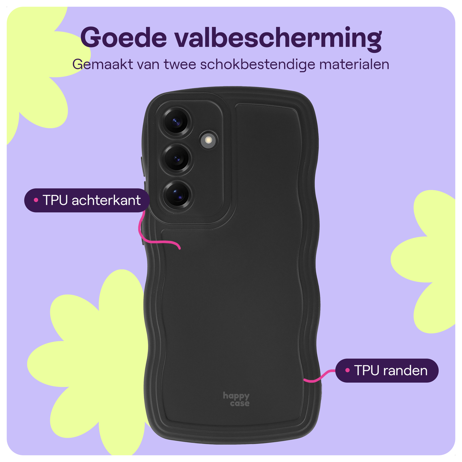 HappyCase Wavy Samsung Galaxy S24 Hoesje TPU Back Cover Zwart afbeelding 2