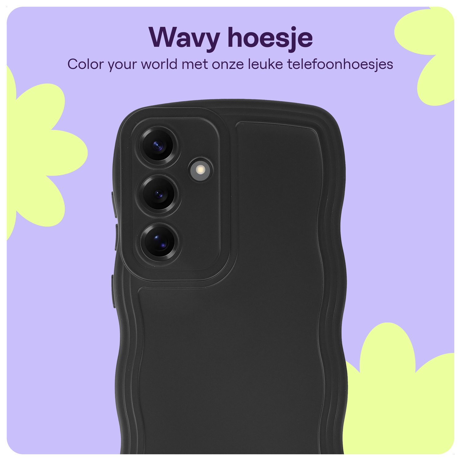 HappyCase Wavy Samsung Galaxy S24 Hoesje TPU Back Cover Zwart afbeelding 3