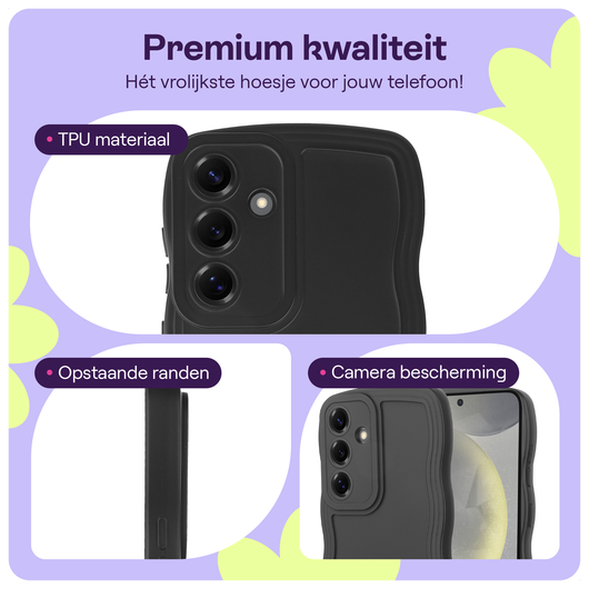 HappyCase Wavy Samsung Galaxy S24 Hoesje TPU Back Cover Zwart afbeelding 1