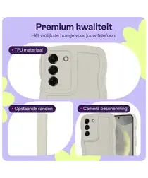 HappyCase Wavy Samsung Galaxy S24 Hoesje TPU Back Cover Beige afbeelding
