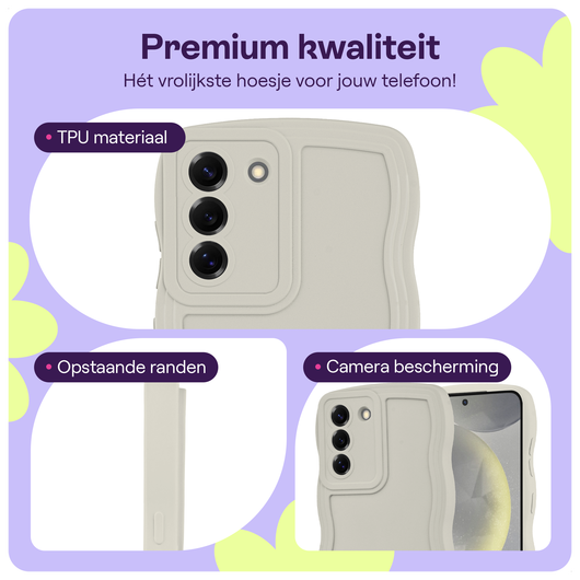 HappyCase Wavy Samsung Galaxy S24 Hoesje TPU Back Cover Beige afbeelding 1