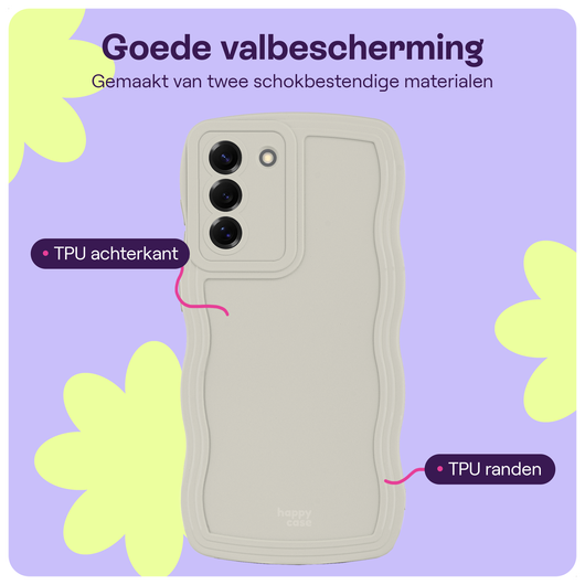 HappyCase Wavy Samsung Galaxy S24 Hoesje TPU Back Cover Beige afbeelding 2