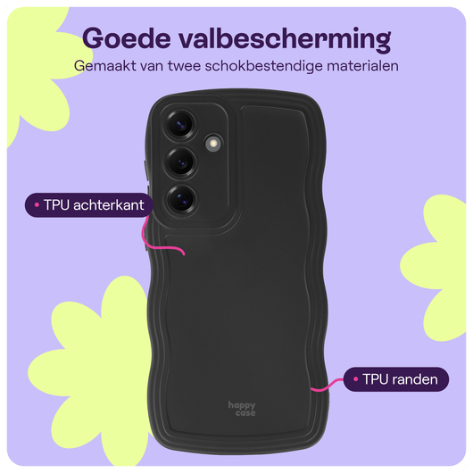 HappyCase Wavy Samsung Galaxy S24 Plus Hoesje TPU Back Cover Zwart afbeelding 2
