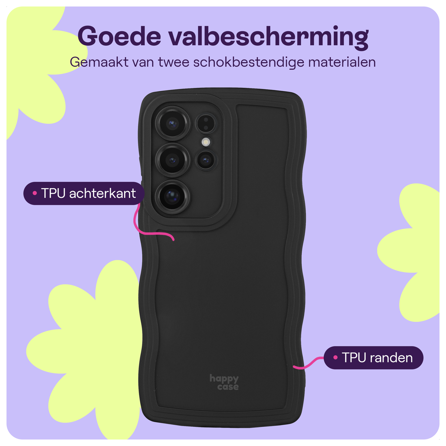 HappyCase Wavy Samsung Galaxy S24 Ultra Hoesje TPU Back Cover Zwart afbeelding 4