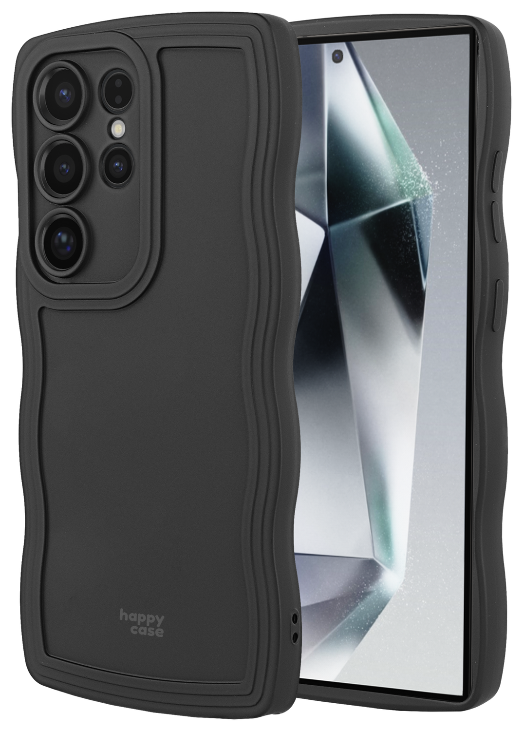 HappyCase Wavy Samsung Galaxy S24 Ultra Hoesje TPU Back Cover Zwart afbeelding 3