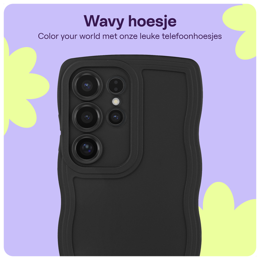 HappyCase Wavy Samsung Galaxy S24 Ultra Hoesje TPU Back Cover Zwart afbeelding 5