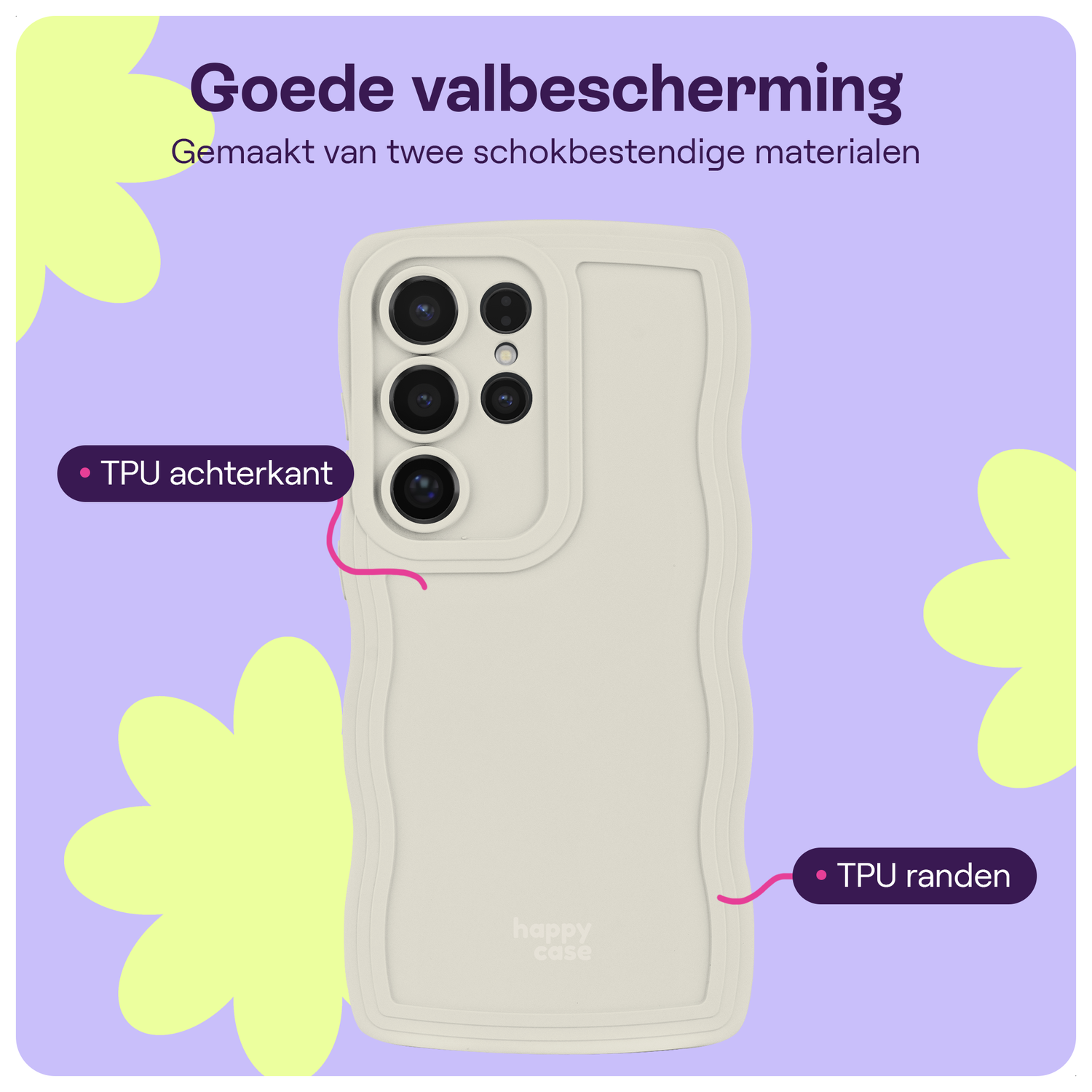 HappyCase Wavy Samsung Galaxy S24 Ultra Hoesje TPU Back Cover Beige afbeelding 3