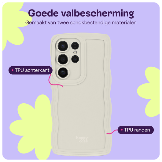 HappyCase Wavy Samsung Galaxy S24 Ultra Hoesje TPU Back Cover Beige afbeelding 3