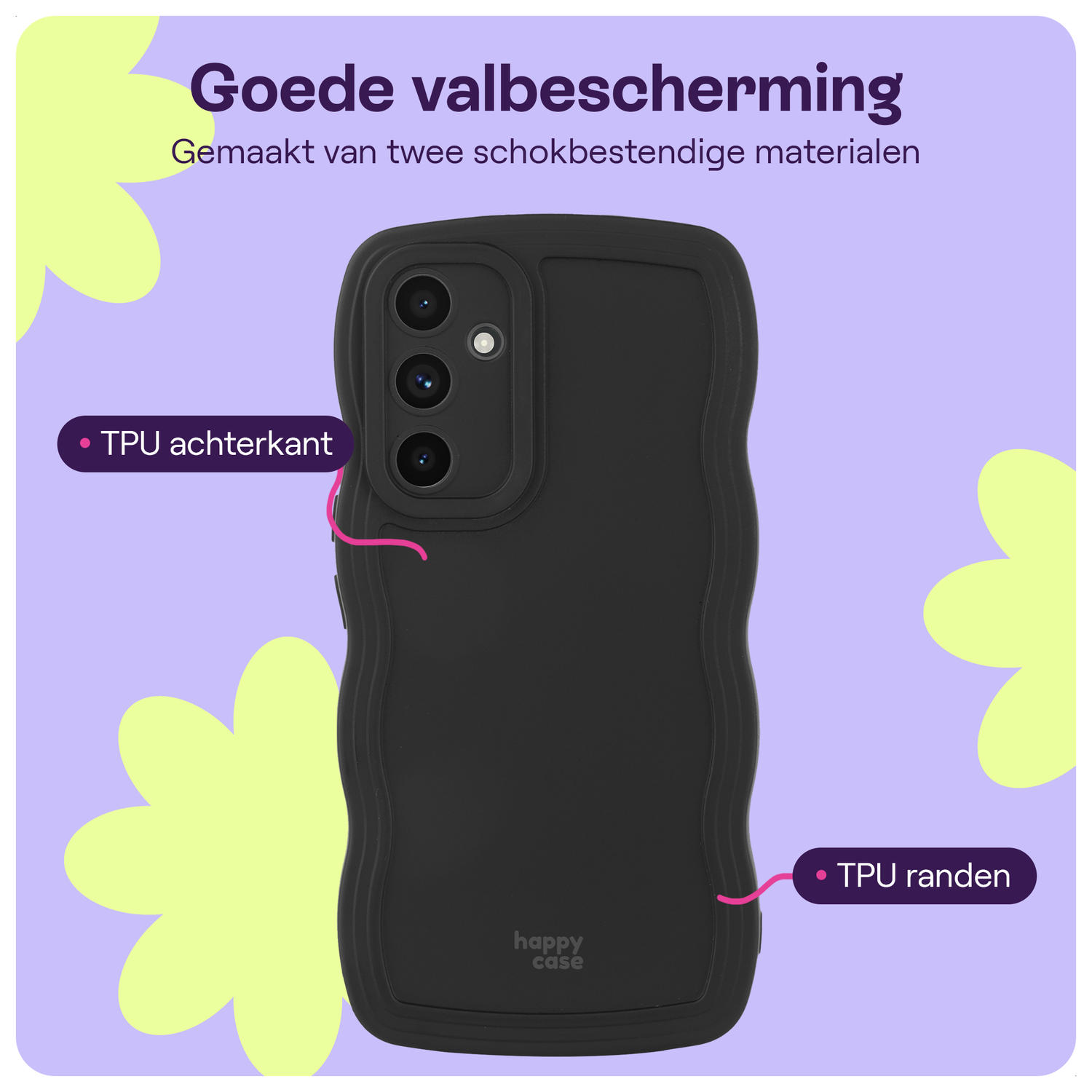 HappyCase Wavy Samsung Galaxy S24 FE Hoesje TPU Back Cover Zwart afbeelding 2