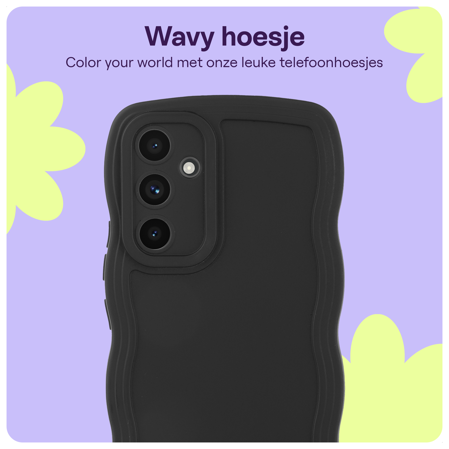 HappyCase Wavy Samsung Galaxy S24 FE Hoesje TPU Back Cover Zwart afbeelding 3