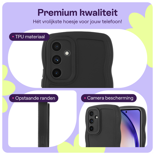 HappyCase Wavy Samsung Galaxy S24 FE Hoesje TPU Back Cover Zwart afbeelding 1