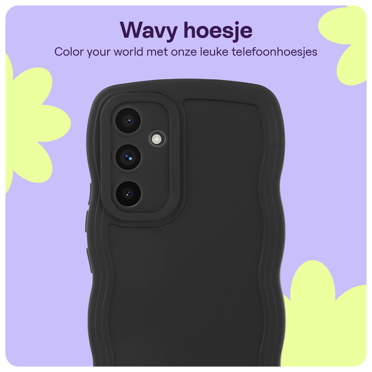 HappyCase Wavy Samsung Galaxy S24 FE Hoesje TPU Back Cover Zwart afbeelding 3