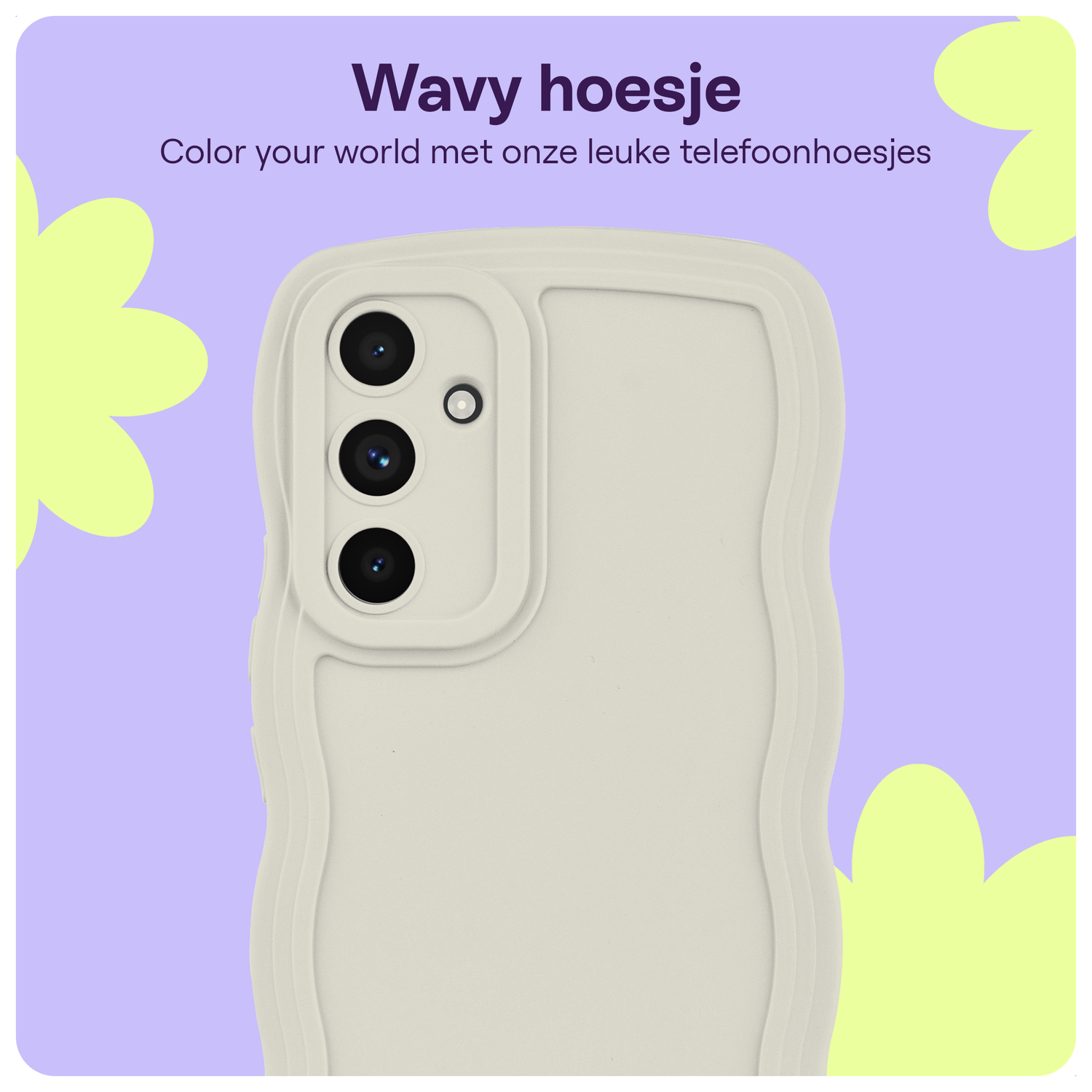 HappyCase Wavy Samsung Galaxy S24 FE Hoesje TPU Back Cover Beige afbeelding 1