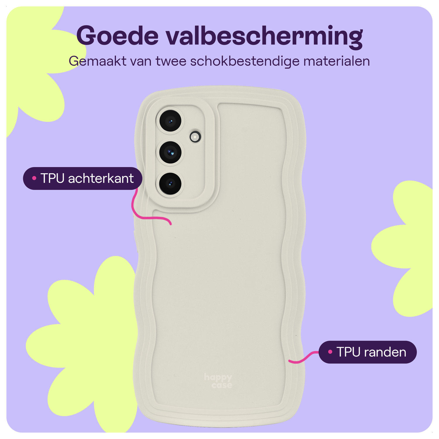 HappyCase Wavy Samsung Galaxy S24 FE Hoesje TPU Back Cover Beige afbeelding 2