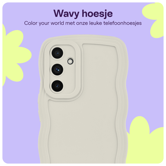 HappyCase Wavy Samsung Galaxy S24 FE Hoesje TPU Back Cover Beige afbeelding 1