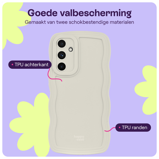 HappyCase Wavy Samsung Galaxy S24 FE Hoesje TPU Back Cover Beige afbeelding 2