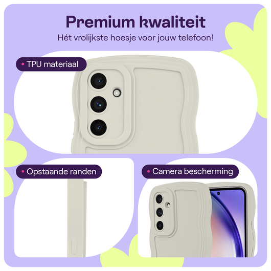 HappyCase Wavy Samsung Galaxy S24 FE Hoesje TPU Back Cover Beige afbeelding 3