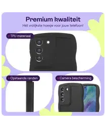 HappyCase Wavy Samsung Galaxy S21 FE Hoesje TPU Back Cover Zwart afbeelding