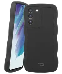 HappyCase Wavy Samsung Galaxy S21 FE Hoesje TPU Back Cover Zwart afbeelding