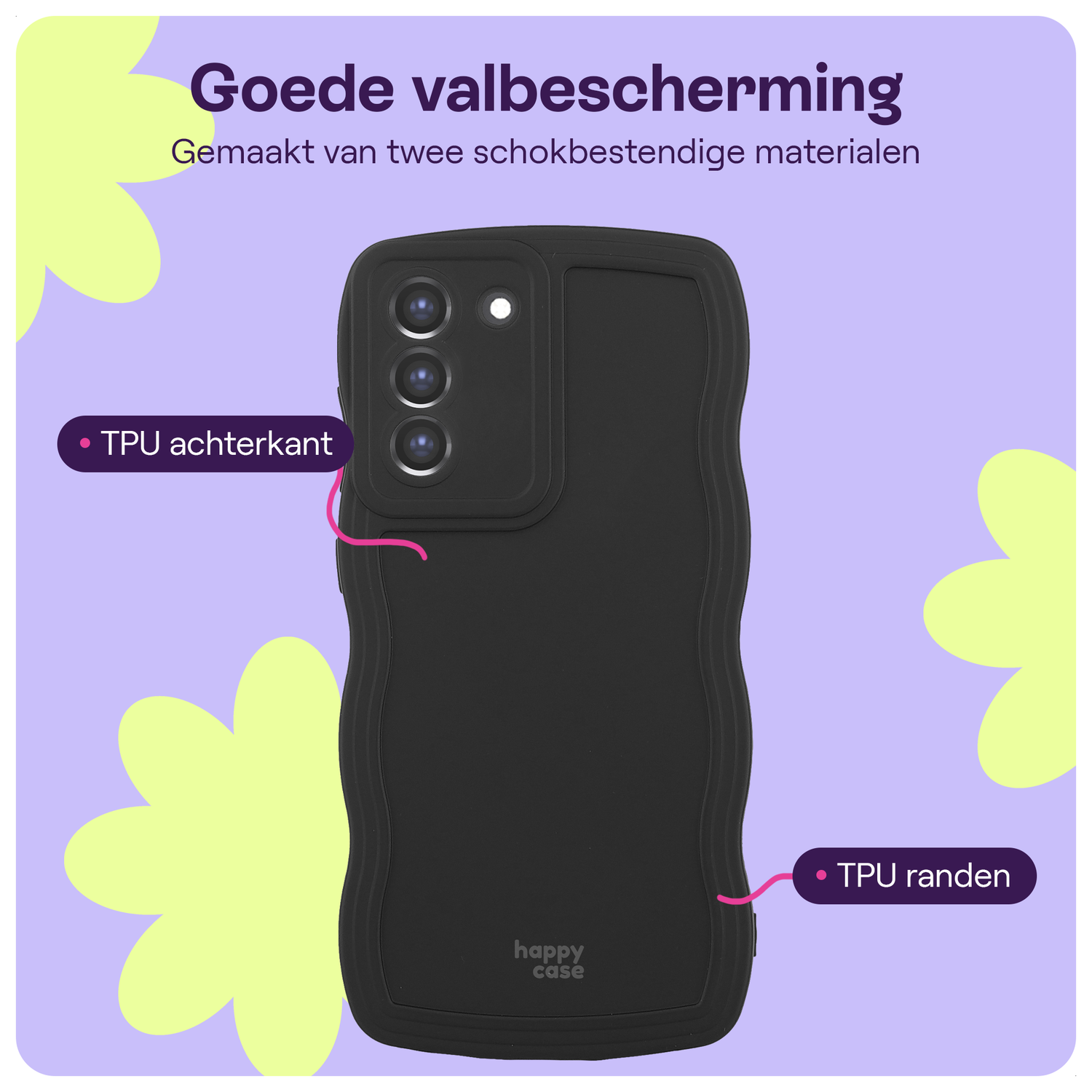 HappyCase Wavy Samsung Galaxy S21 FE Hoesje TPU Back Cover Zwart afbeelding 3