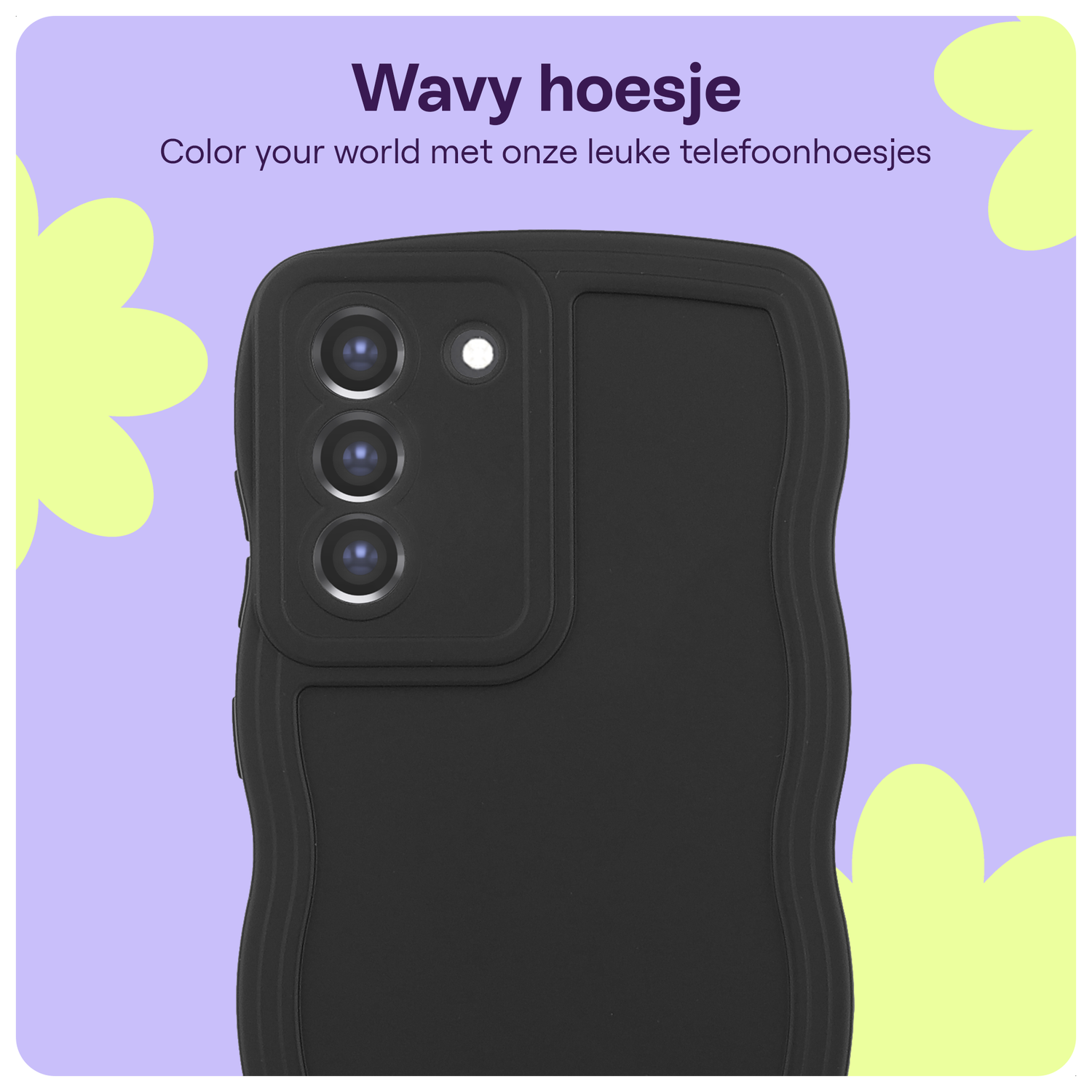 HappyCase Wavy Samsung Galaxy S21 FE Hoesje TPU Back Cover Zwart afbeelding 4