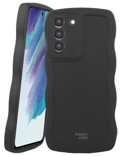 HappyCase Wavy Samsung Galaxy S21 FE Hoesje TPU Back Cover Zwart afbeelding 1