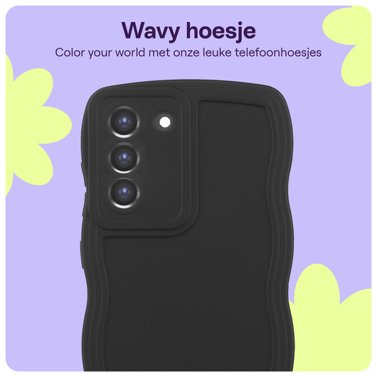 HappyCase Wavy Samsung Galaxy S21 FE Hoesje TPU Back Cover Zwart afbeelding 4