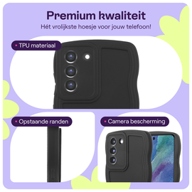 HappyCase Wavy Samsung Galaxy S21 FE Hoesje TPU Back Cover Zwart afbeelding