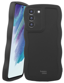 HappyCase Wavy Samsung Galaxy S21 FE Hoesje TPU Back Cover Zwart afbeelding