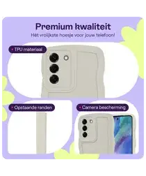 HappyCase Wavy Samsung Galaxy S21 FE Hoesje TPU Back Cover Beige afbeelding