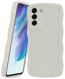 HappyCase Wavy Samsung Galaxy S21 FE Hoesje TPU Back Cover Beige afbeelding