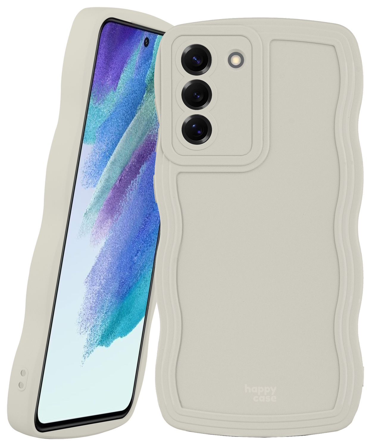 HappyCase Wavy Samsung Galaxy S21 FE Hoesje TPU Back Cover Beige afbeelding 1