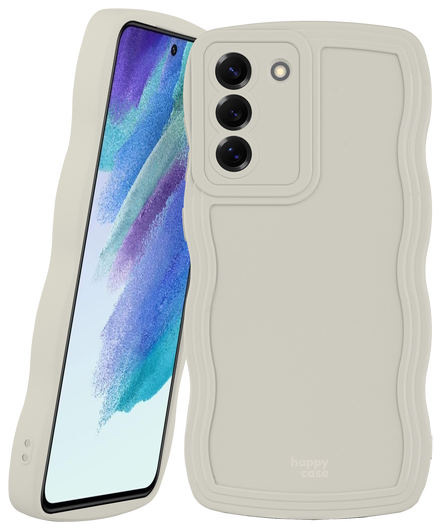 HappyCase Wavy Samsung Galaxy S21 FE Hoesje TPU Back Cover Beige afbeelding 1