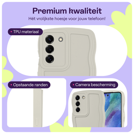 HappyCase Wavy Samsung Galaxy S21 FE Hoesje TPU Back Cover Beige afbeelding
