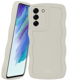 HappyCase Wavy Samsung Galaxy S21 FE Hoesje TPU Back Cover Beige