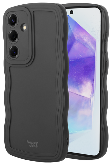 HappyCase Wavy Samsung Galaxy A55 Hoesje TPU Back Cover Zwart afbeelding 2