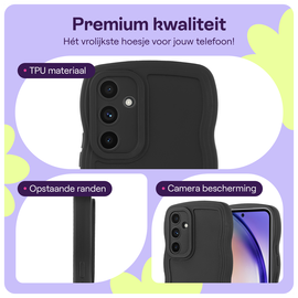 HappyCase Wavy Samsung Galaxy A55 Hoesje TPU Back Cover Zwart