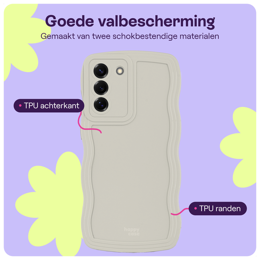 HappyCase Wavy Samsung Galaxy A55 Hoesje TPU Back Cover Beige afbeelding 2