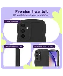 HappyCase Wavy Samsung Galaxy A54 Hoesje TPU Back Cover Zwart afbeelding