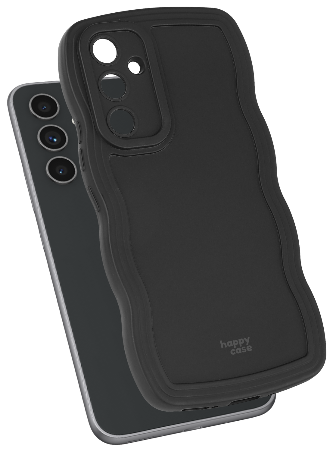 HappyCase Wavy Samsung Galaxy A54 Hoesje TPU Back Cover Zwart afbeelding 2